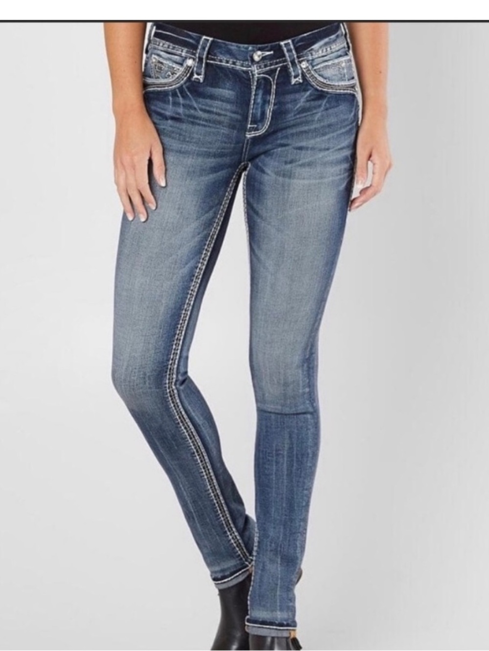 Rock Revival Women's Betty easy skinny Dark Blue Embellished Jeans